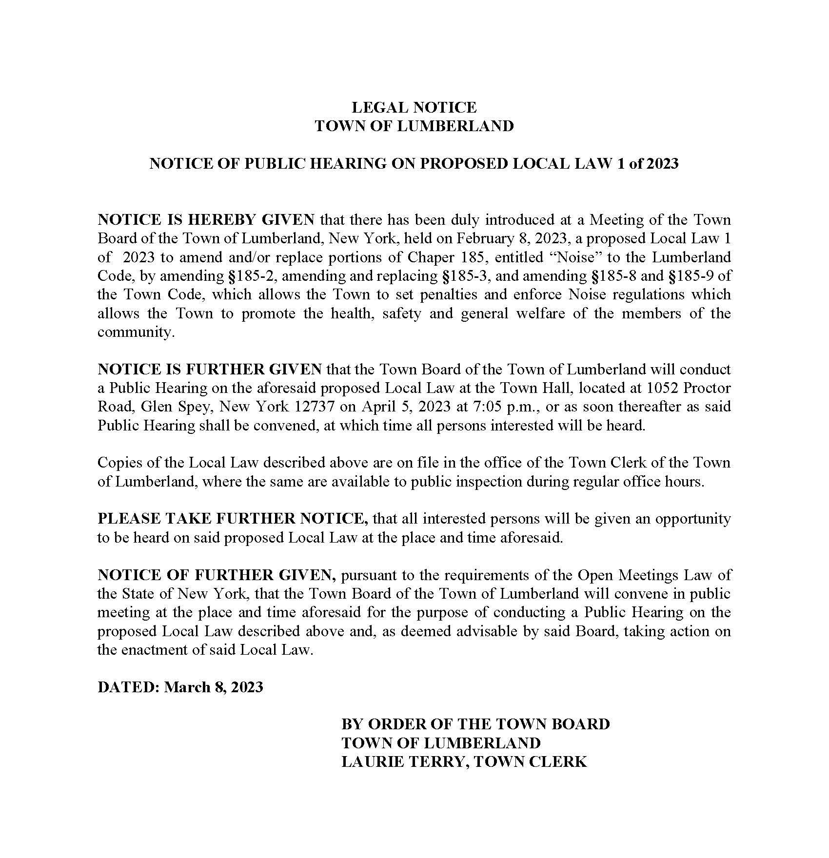 Legal Notice - PH Local Law 1 of 2023 - Copy